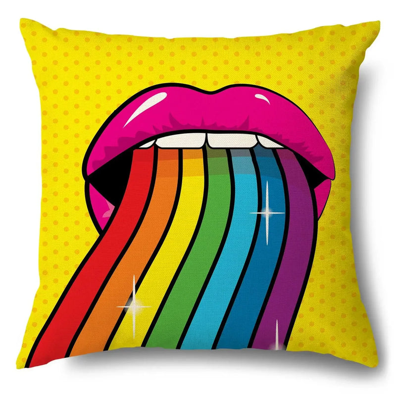 Axyaa Soft Plush POP Comic Portrait Cushion Cover - Home Decor Pillowcase