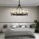 Axyaa Retro Matte Black Metal Crystal Chandelier Pendant Lights