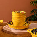 Axyaa Bohemian Enchanting Yellow Flower Ceramic Tableware Set