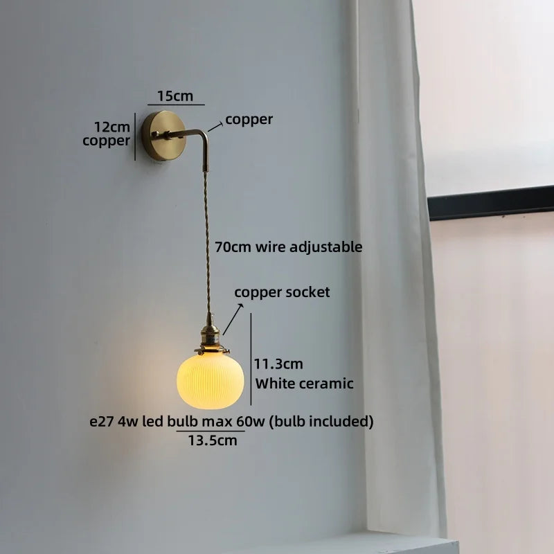 Axyaa Ceramic Shade LED Wall Lamp: Up Down Rotate Stair Lighting Fixture