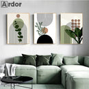 Axyaa Geometric Line Art & Green Plants Canvas Prints
