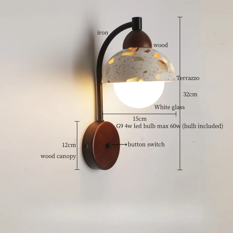 Axyaa Wabi Sabi Terrazzo LED Wall Lamp Pull Chain Switch Stair Light