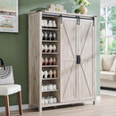 Axyaa Sliding Door Shoe Storage Cabinet, 7-Tier Farmhouse Organizer