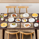 Axyaa Black Rim Dinnerware Set - 12/16/18/24 Pieces, Half Standing Edge