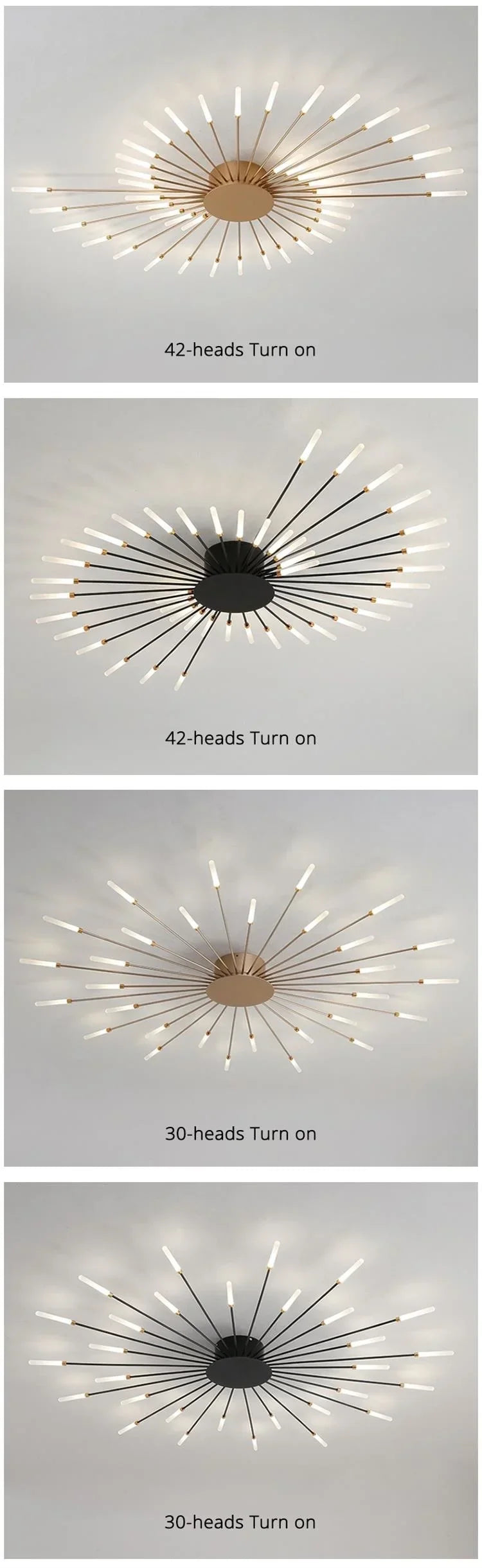 Nordic Gold Chandelier LED Ceiling Lights by Axyaa: Elegant Home Lighting for Various Spaces