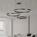 Axyaa Modern Semicircular LED Chandelier for Dining Living Bedroom in Black White