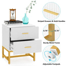 Axyaa Wood Nightstands: Modern Luxury White Gold Bedside Table