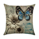 Axyaa Linen Butterfly Flower Sofa Cushion Cover 45*45 - Home Decor Printed Pillow Case