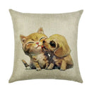Axyaa Dog Linen Cushion Cover 45*45cm - Home Sofa Decor Pillowcase