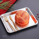Axyaa Stainless Steel Shallow Serving Tray Steaming Plate Rectangle Baking Pan Bakeware