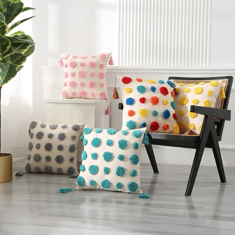 Axyaa Bohemian Tufted Nordic Pillow Cover for Home Decor 45x45 - Living Room, Sofa, Car