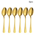 Axyaa Gold Stainless Steel Tableware Set - Knife, Fork, Spoon - 4/6/16/24pcs