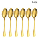 Axyaa Gold Stainless Steel Tableware Set - Knife, Fork, Spoon - 4/6/16/24pcs