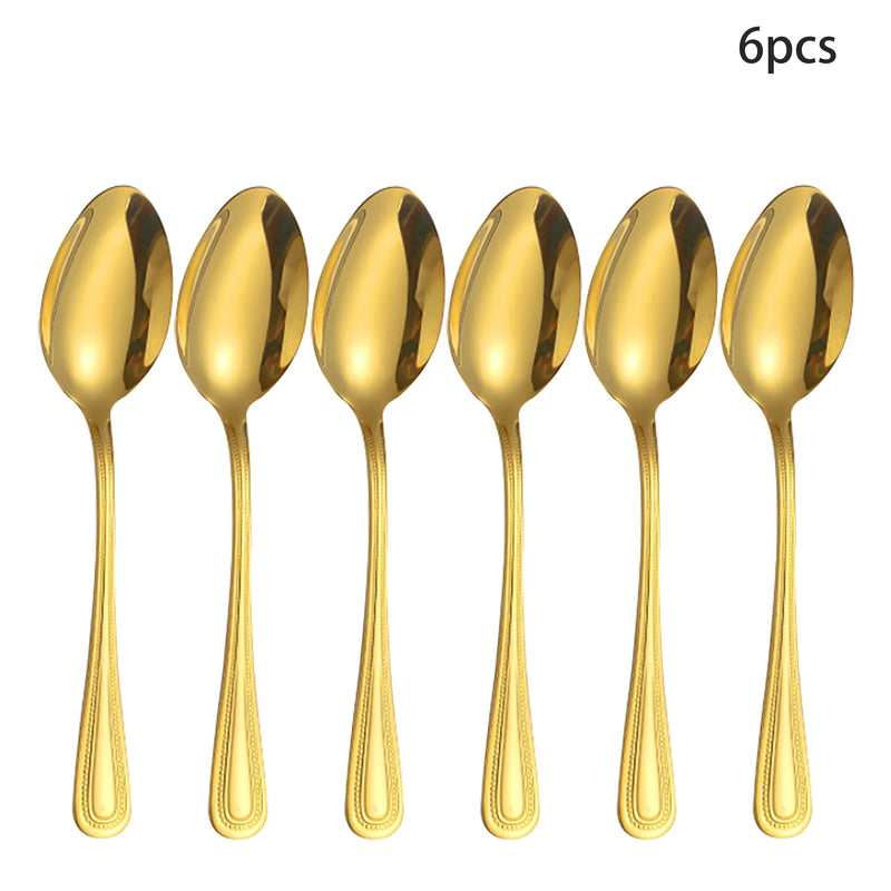 Axyaa Gold Stainless Steel Tableware Set - Knife, Fork, Spoon - 4/6/16/24pcs
