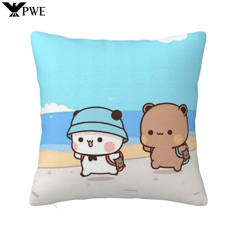 Cute Panda Bears Printed Pillow Case for Sofa Decoration by Axyaa