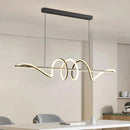 Axyaa Modern LED Dining Chandelier Linear Wavy Pendant Lights for Home Decor
