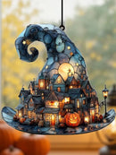 Acrylic Mini Town & Pumpkin Halloween Hanging Decor for Home/Party by Axyaa