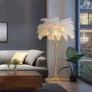 Axyaa Nordic Feather Floor Lamp - Modern Brass LED Light for Home Decor