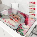 Axyaa Diatom Mud Kitchen Drain Pads in Christmas Pink, Absorbent Tableware Mat
