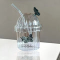 Axyaa Butterfly Glass Cup: Transparent Sphere Tea Girl Cup, High Aesthetic & Heat-resistant