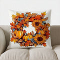 Axyaa Halloween Pumpkins & Wreath Decor Pillow Cover for Sofa, Bedroom, Car
