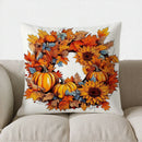 Axyaa Halloween Pumpkins & Wreath Decor Pillow Cover for Sofa, Bedroom, Car