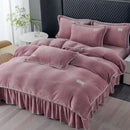 Axyaa Winter Warm Mink Fleece 4-Piece Bed Skirt Set