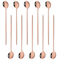 Axyaa Long Handle Mirror Ice Spoon Set - 10Pcs Stainless Steel Flatware & Bar Tools