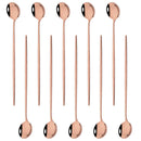 Axyaa Long Handle Mirror Ice Spoon Set - 10Pcs Stainless Steel Flatware & Bar Tools