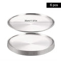 Axyaa Stainless Steel Shallow Tray Round Plate Set of 6