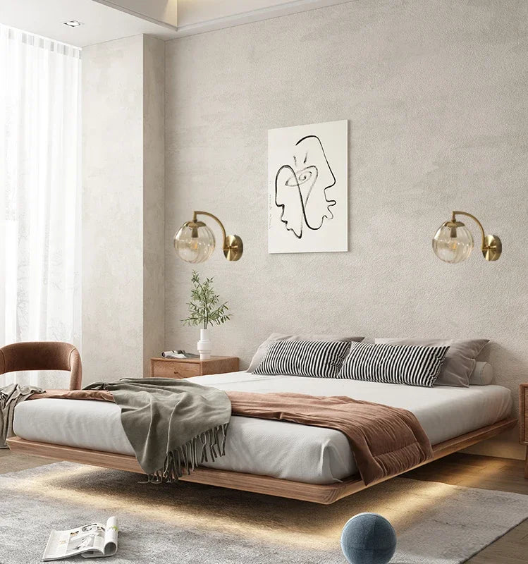 Axyaa Glass Wall Lamp: Nordic Minimalist LED Sconce for Living Bedroom