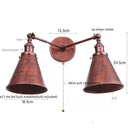 Axyaa Vintage Industrial 2-Head Wall Lights with Pull Chain Switch