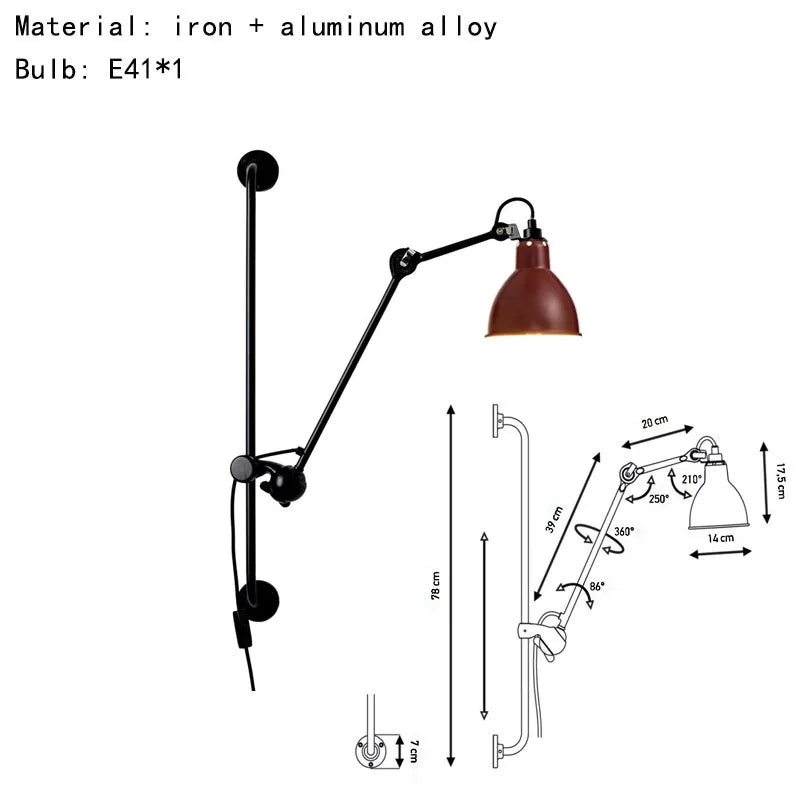 Axyaa Rotatable Wall Lamp for Bedroom Reading Parlor Sconce - Black/Yellow/Orange