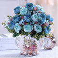 Axyaa Ceramic Vase & Flower Arrangement Set - Home Decor Crafts