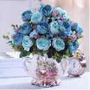 Axyaa Ceramic Vase & Flower Arrangement Set - Home Decor Crafts