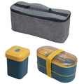 Axyaa Double Layer Lunch Box with Fork and Spoon - Microwave Safe Bento Box for Healthy Meals