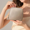 Axyaa Tassel Cosmetic Bag Mini Organizer Solid Color Jewelry Storage Bag