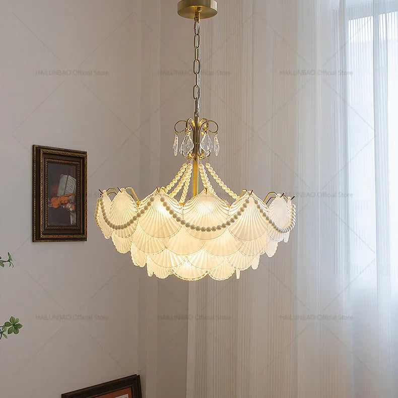 Axyaa French Chandelier: Elegant Cream Crystal Light for Luxury Living & Dining Rooms