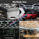 Axyaa Honeycomb LED Garage Light: Custom Hexagon Tube Lighting for Auto Body Repair workshop.