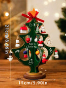 Axyaa Wooden Green Christmas Tree Ornament Decoration Festive Holiday Table Centerpiece
