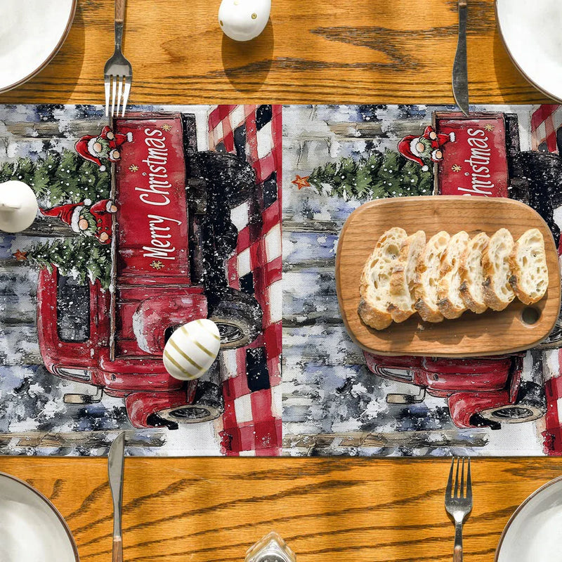 Axyaa Christmas Picard Dwarf Tree Table Runner for Festive Decor