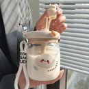 Axyaa Kawaii Bear Boba Bubble Tea Bottle 800ml Straw BPA-Free