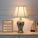 Axyaa Retro Ceramic LED Table Lamp - Blue and White Porcelain Bedroom Decor