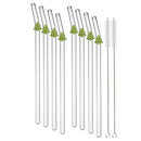 Axyaa Glass Straws Set with Brush - 8Pcs Reusable Smoothie Cocktail Bar Accessories