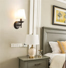 Axyaa Black Iron Wall Lamp with White Fabric Lampshade for Home Decor
