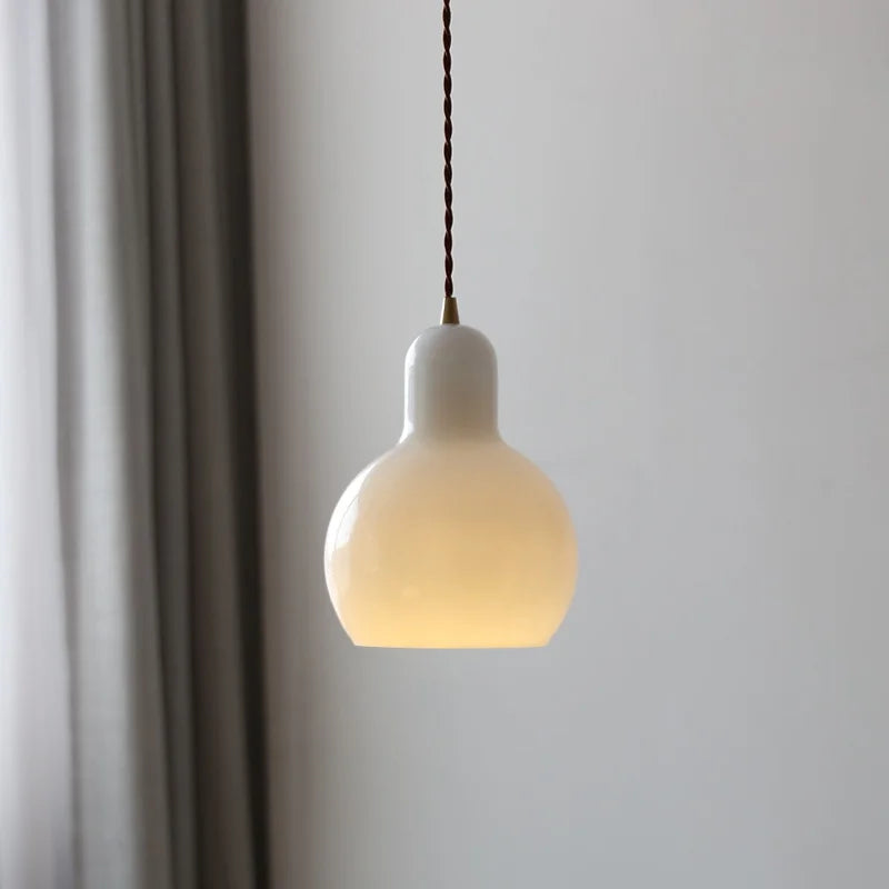 Axyaa White Glass Shell Pendant Light with Adjustable LED Wire for Home & Commercial Spaces