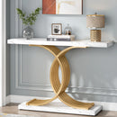Axyaa Faux Marble Console Table with Geometric Metal Legs