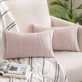 Axyaa Velvet Lumbar Throw Pillow Covers 12x20 Inch - Farmhouse Cushion Cover Cojines