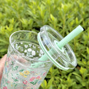 Axyaa Tritan Tumbler Cup with Straw & Lid Transparent Plastic for Cold Beverages