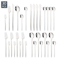Axyaa 30-Piece Silver Mirror Cutlery Set Stainless Steel Dinnerware & Flatware
